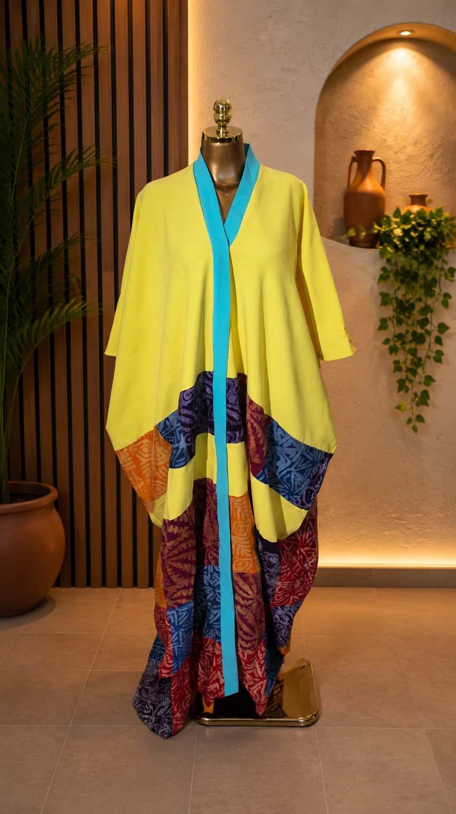 Boubou Jaune – Tissu Batik