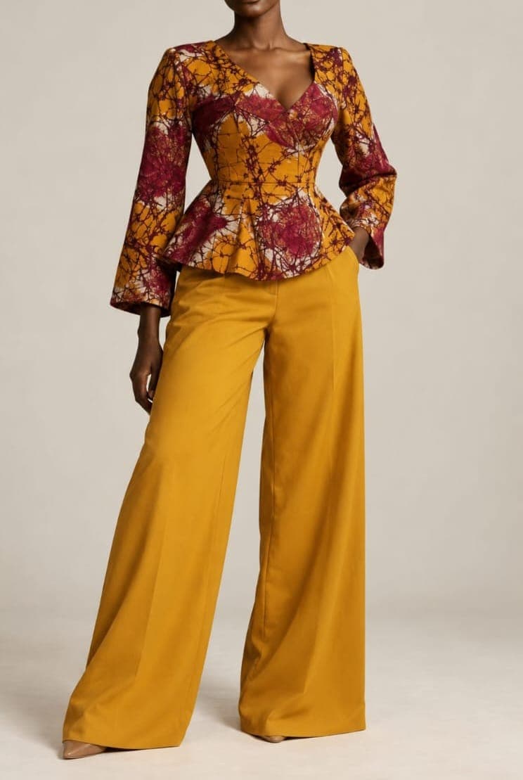 Ensemble chic en wax et pantalon palazzo